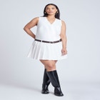 Pleated Mini Dress With Belt image number null