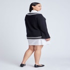 Striped Sweater Twofer Mini Shirt Dress image number null