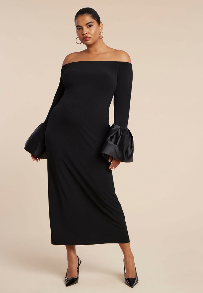 Off Shoulder Cuff Detail Maxi Dress image number null