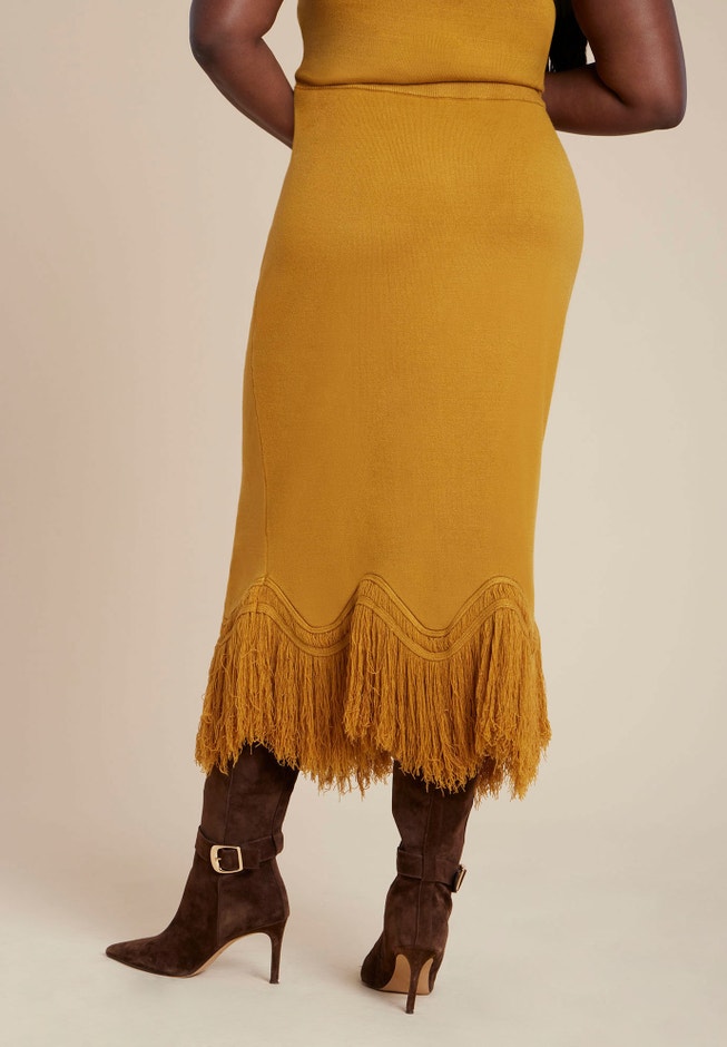 Fringe Hem Sweater Skirt image number null