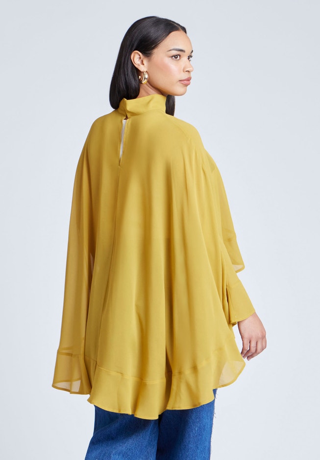 Ruffle Detail Asym Cape image number null