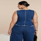 Denim Peplum Top image number null