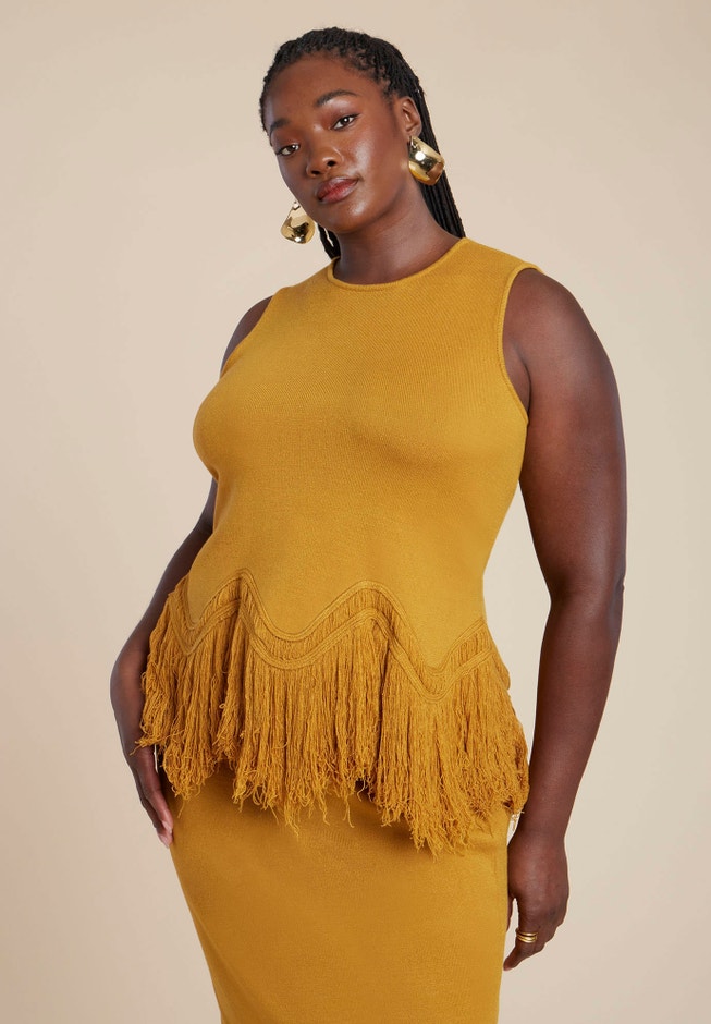 Fringe Hem Sweater Top image number null