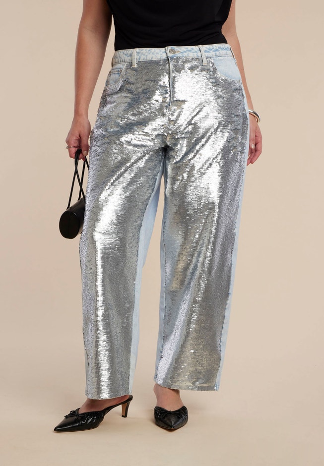 Sequin Front Jean image number null