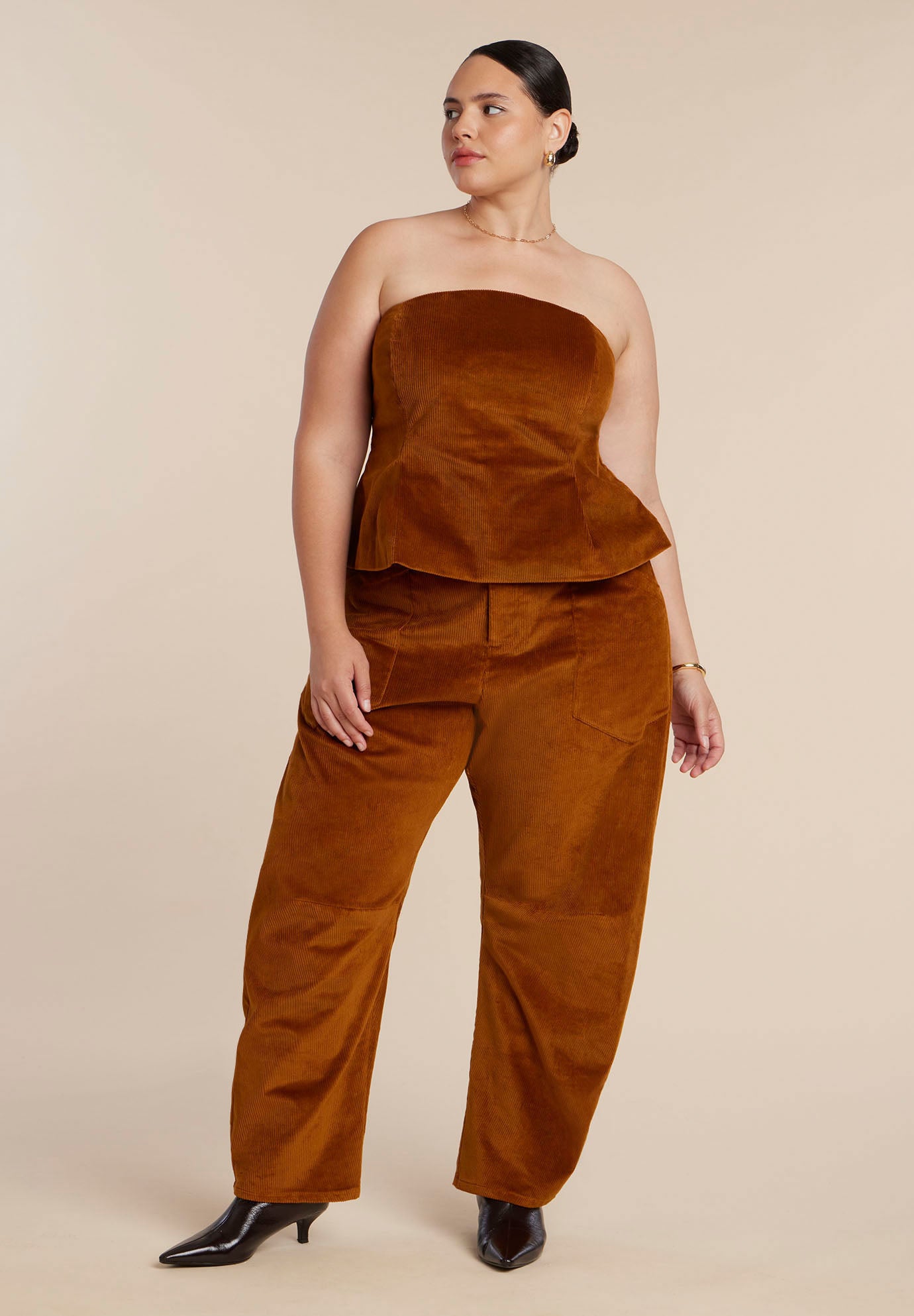 Corduroy Barrel Leg Pants image number 3