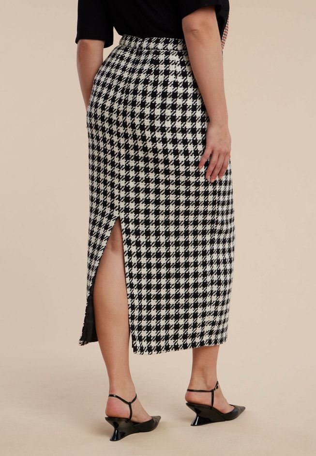 Houndstooth Column Maxi Skirt image number null
