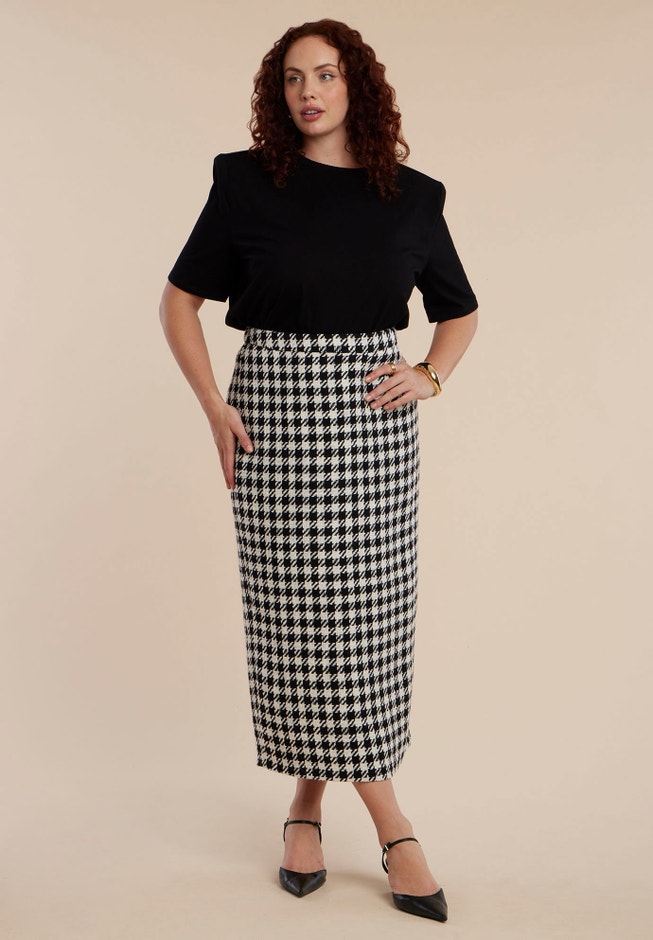 Houndstooth Column Maxi Skirt image number null