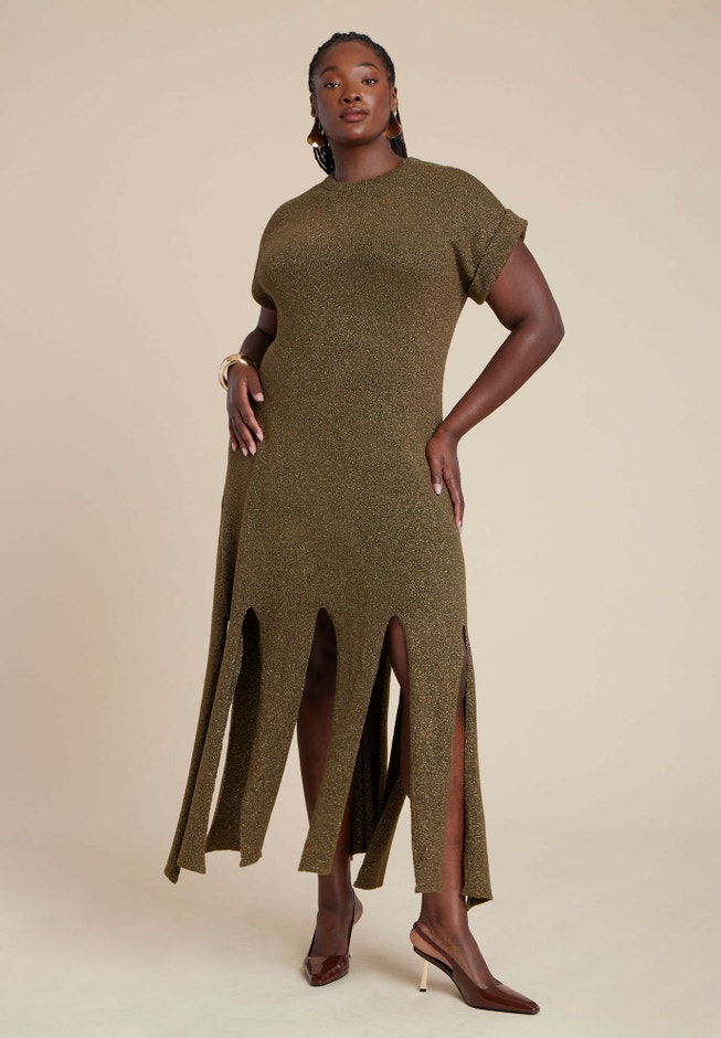 Lurex Sweater Dress W Fringes image number 1