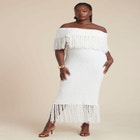 Textured Fringe Sweater Dress image number null