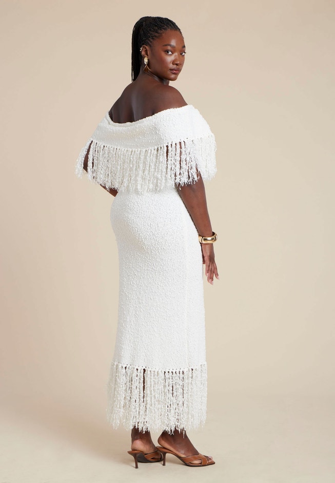 Textured Fringe Sweater Dress image number 3