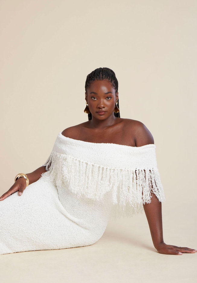 Textured Fringe Sweater Dress image number 4