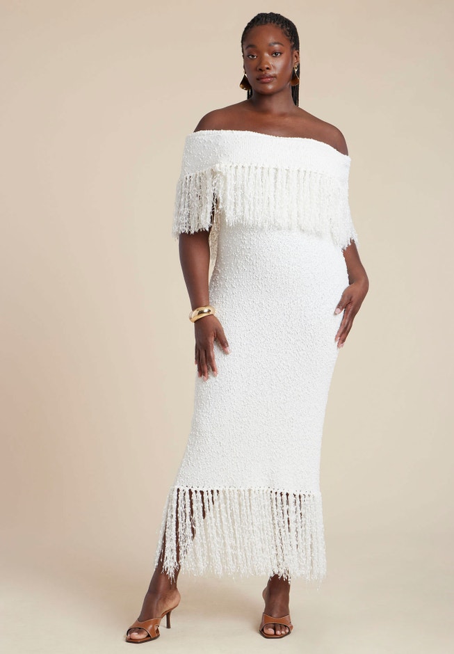 Textured Fringe Sweater Dress image number 0