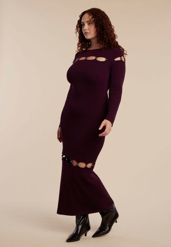 Beaded Cutout Sweater Dress image number 1