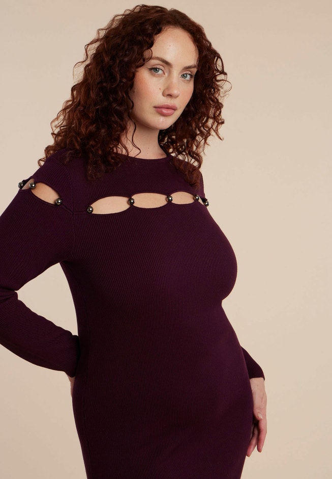 Beaded Cutout Sweater Dress image number 3