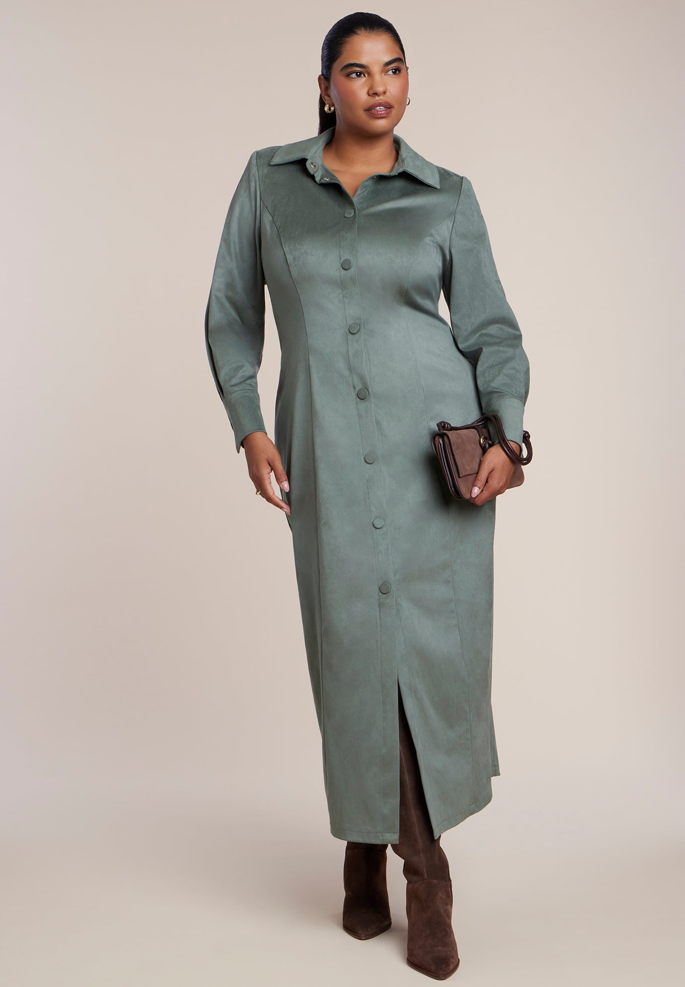 Suede Shirt Dress image number 1