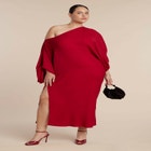 Exaggerated Sleeve Draped Maxi Dress image number null