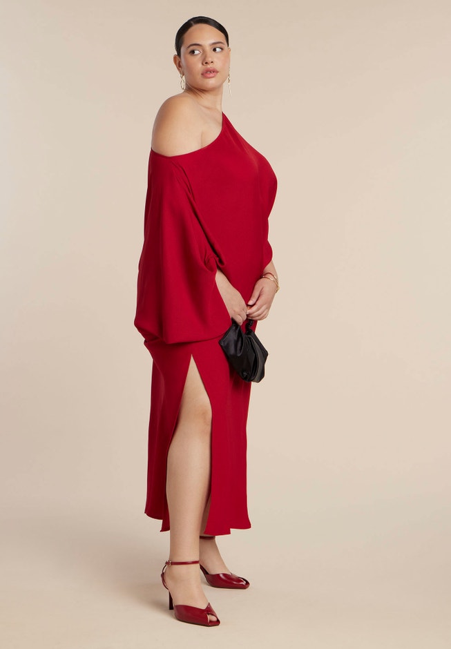 Exaggerated Sleeve Draped Maxi Dress image number 3