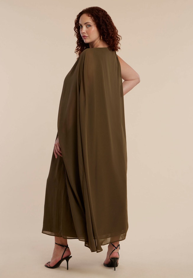 Hardware Detail Cape Maxi Dress image number null