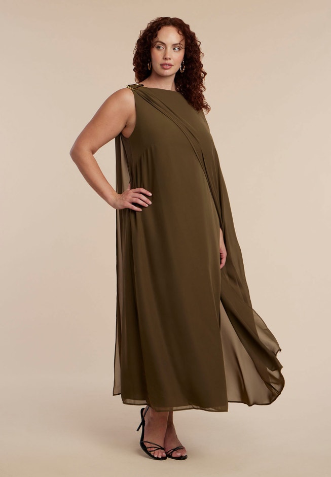 Hardware Detail Cape Maxi Dress image number null