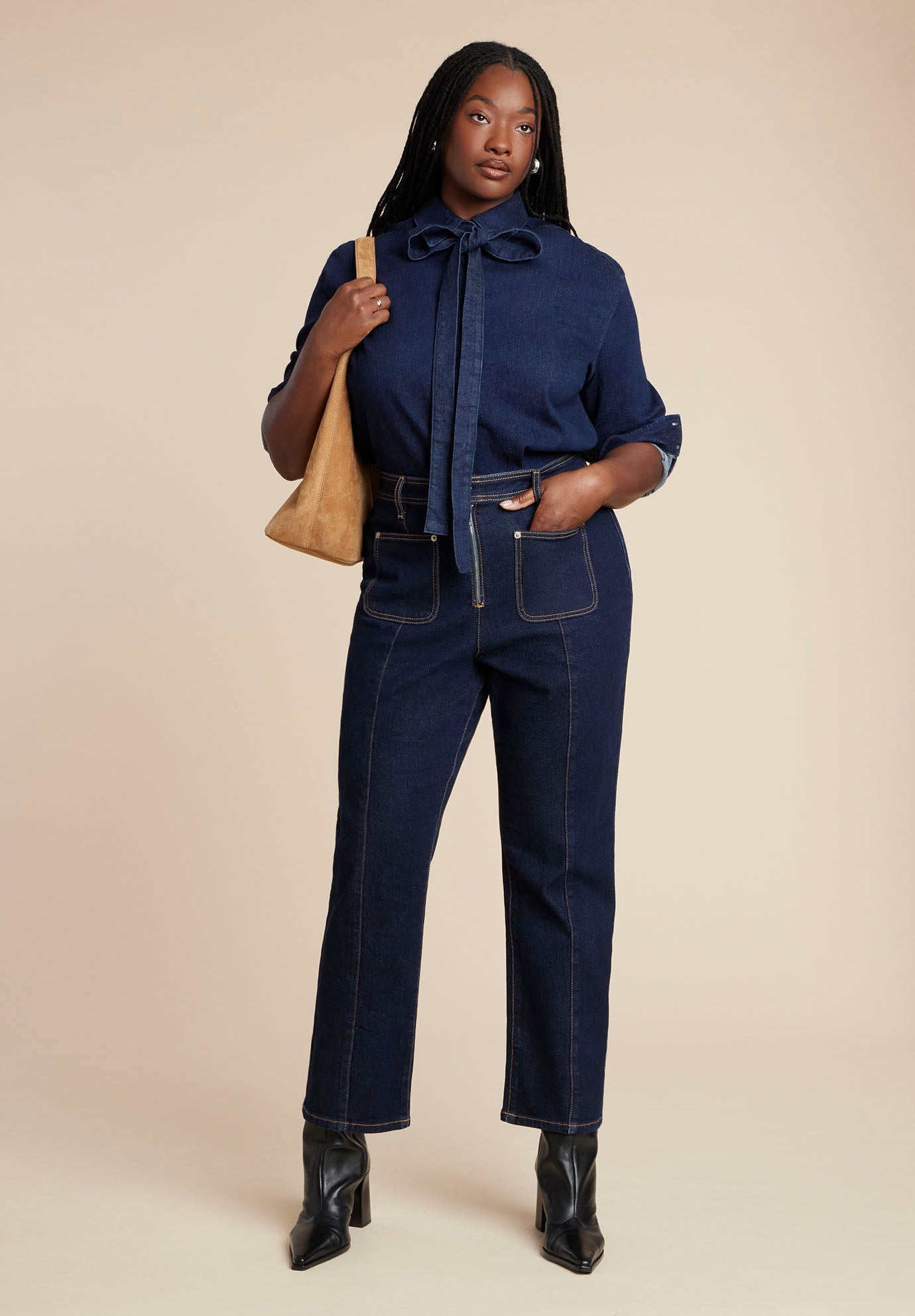 Denim Top With Bow Tie image number 2