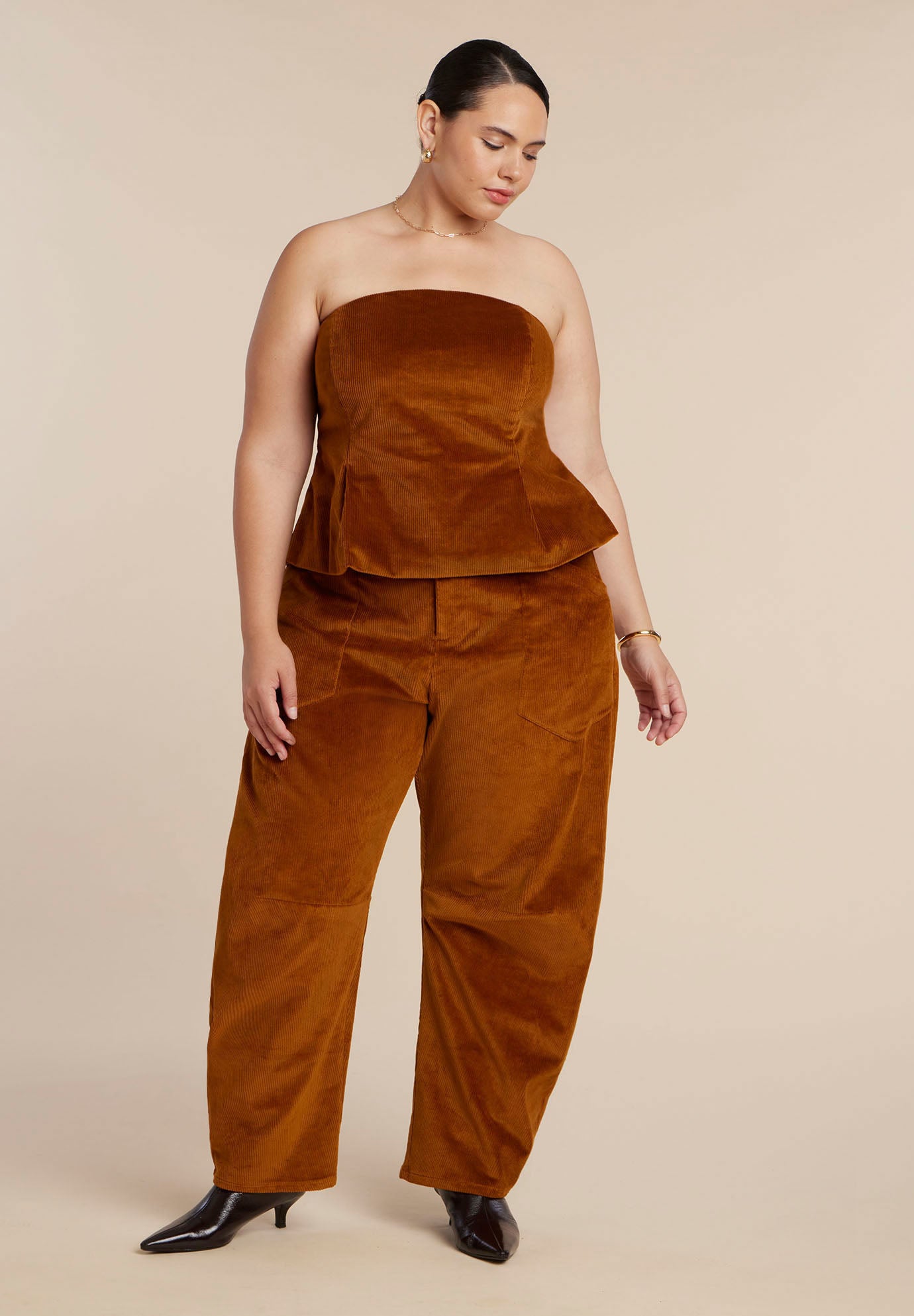 Corduroy Peplum Bustier image number 4