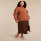 Faux Leather Pocket Turtleneck Sweater image number null