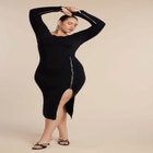 Sweater Midi Dress W Zippers image number null