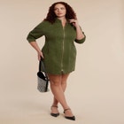 Denim Mini Dress With Zipper Detail image number null