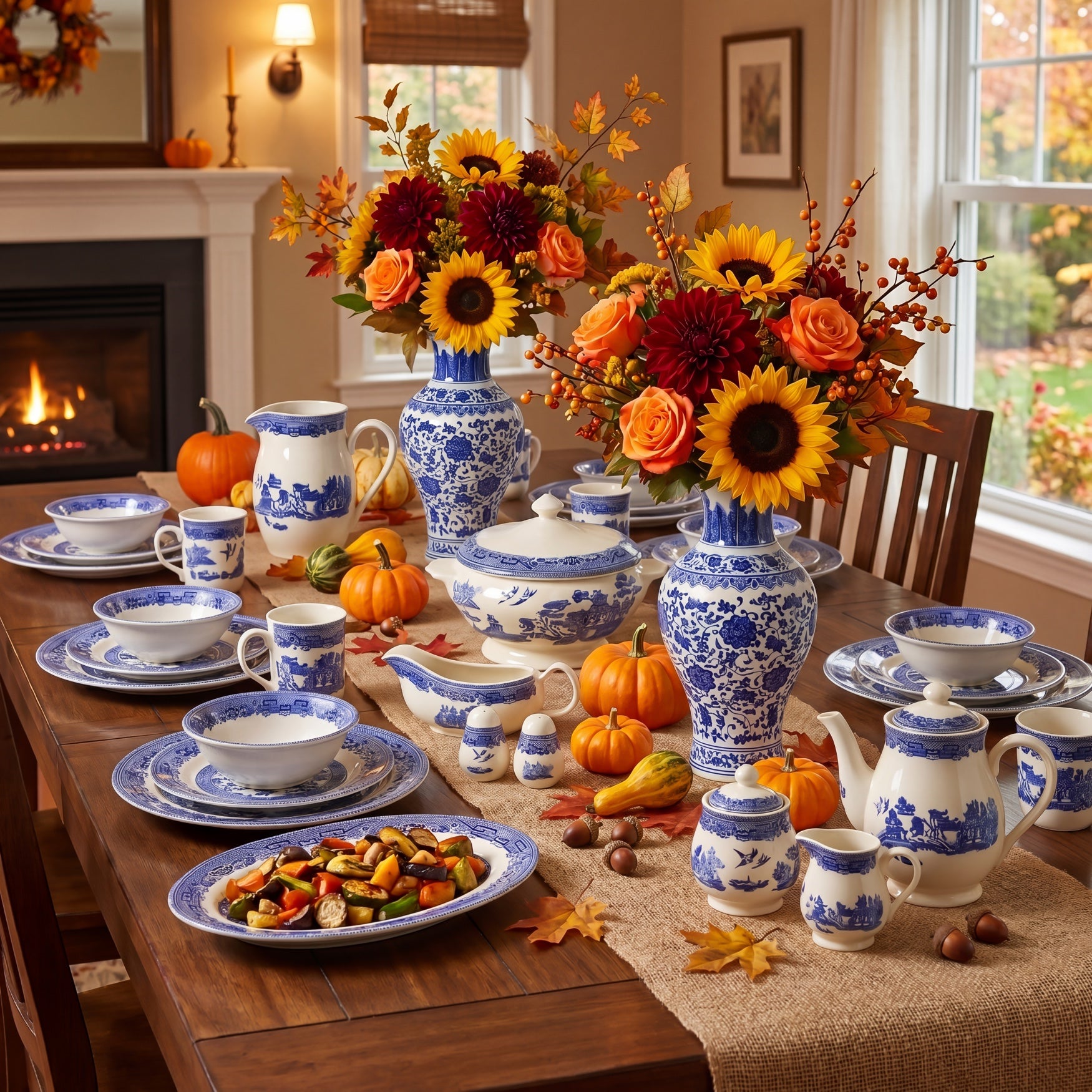 16-PC. Blue Willow Dinnerware Set image number 10