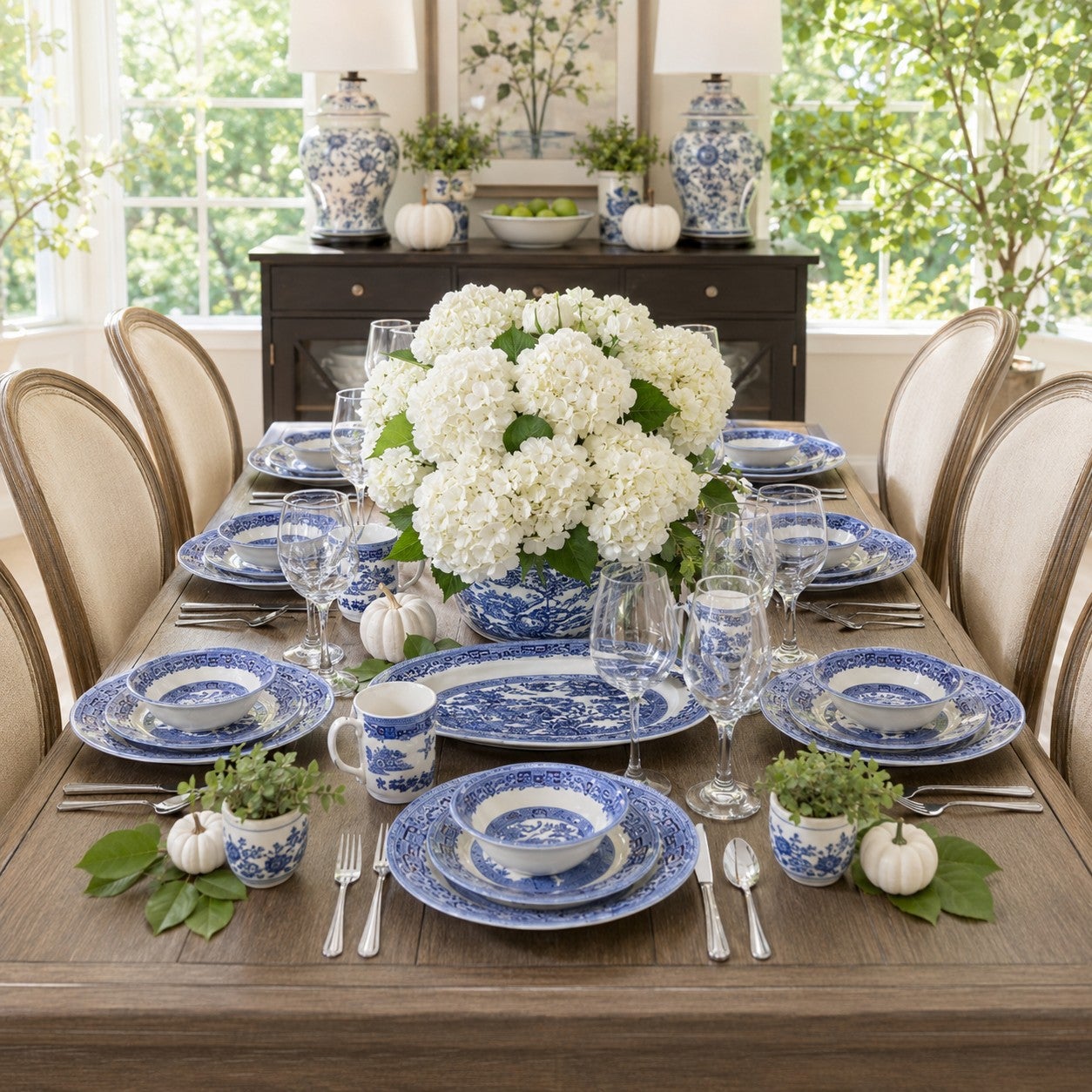 16-PC. Blue Willow Dinnerware Set image number 2