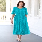 Button-Front Elbow-Sleeve Knit Dress image number null