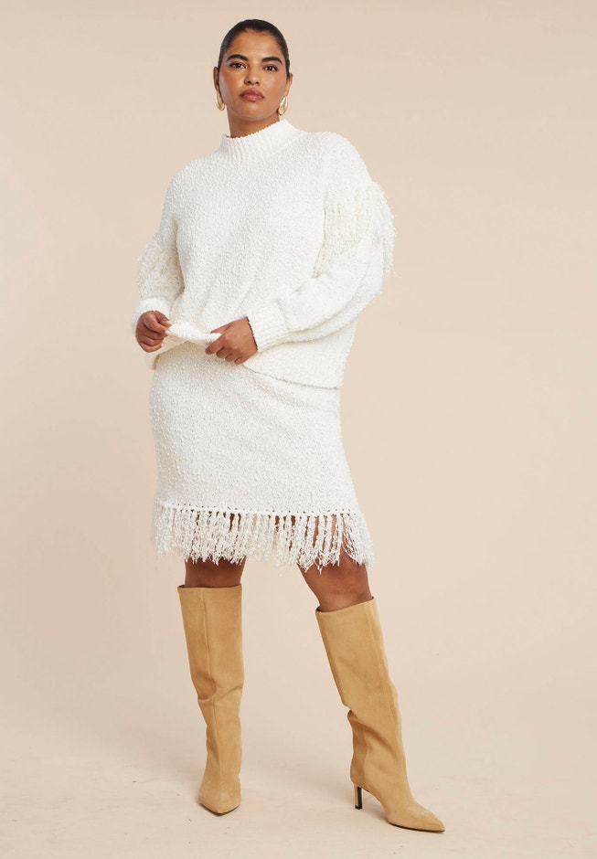 Looped Fringe Sweater Mini Skirt image number null