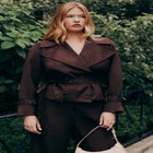 Cropped Faux Suede Trench Jacket image number null