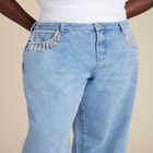 Relaxed Jean With Rhinestone Trim Pocket image number null