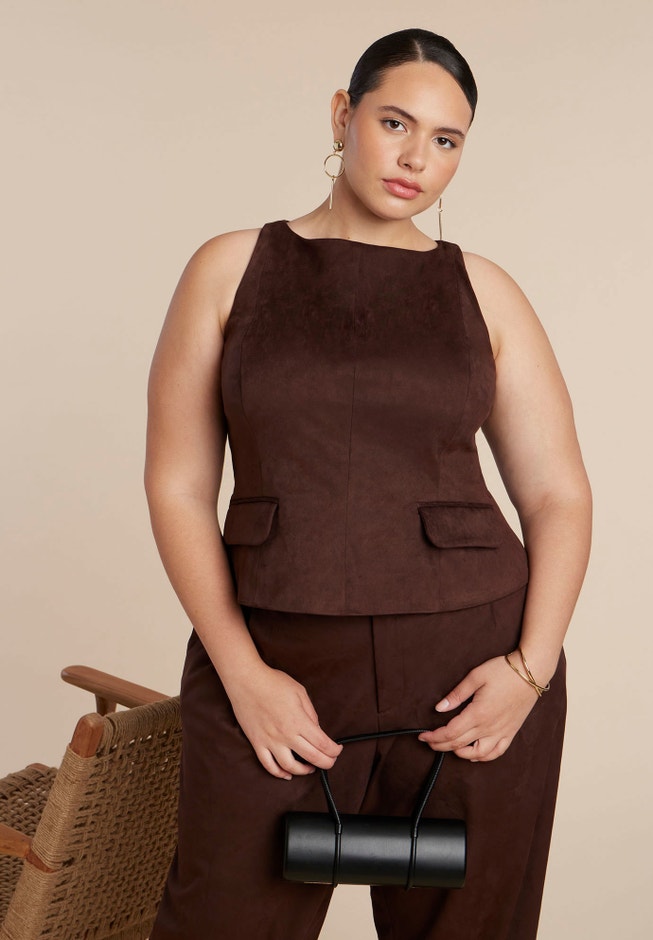 Faux Suede Flap Top image number null