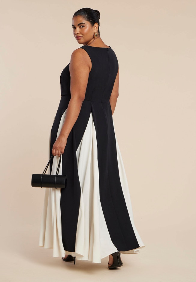  Black And White Godet Gown  image number 1