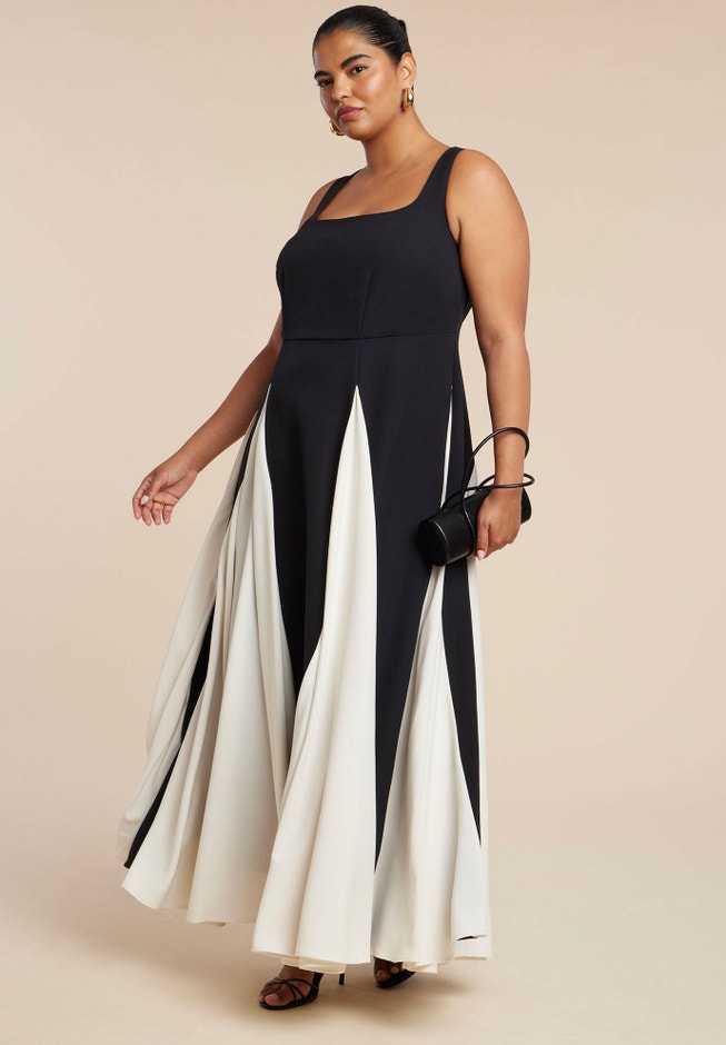 Black And White Godet Gown image number 0