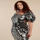 Off The Shoulder Puff Sleeve Paillette Dress image number null