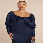 Pleated Bodice Column Dress image number null