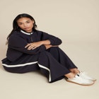 Quarter Zip Stripe Detail Sweatshirt image number null