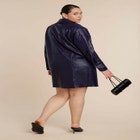 Woven Faux Leather Mini Shirt Dress image number null