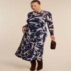 Asym Printed Midi Dress image number null