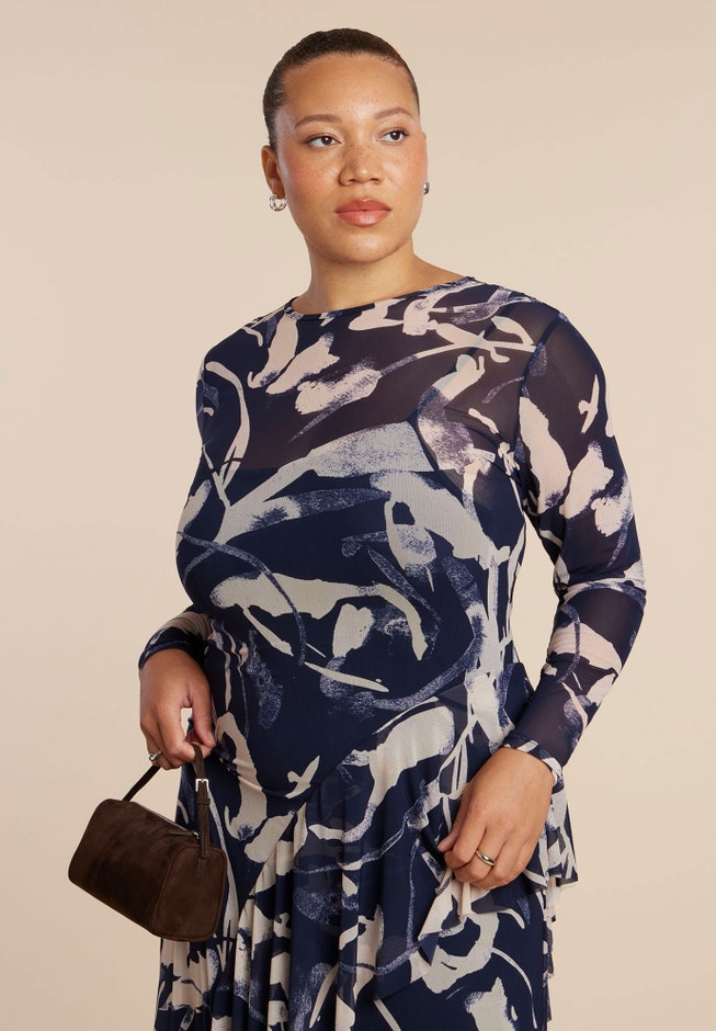 Asym Printed Midi Dress image number 3