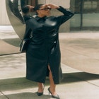 Faux Leather Shirt Dress image number null