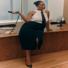 Tie Detail Midi Dress image number null