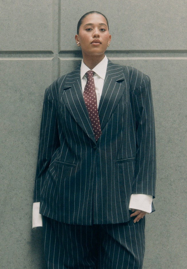 Oversized Pinstripe Blazer image number 0