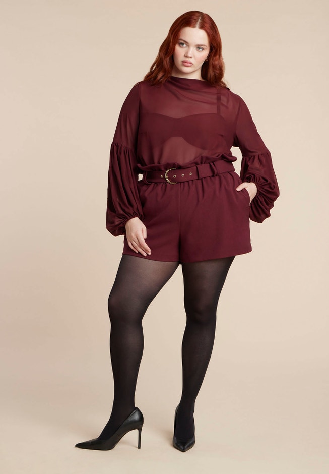 Sheer Balloon Sleeve Blouse image number 2