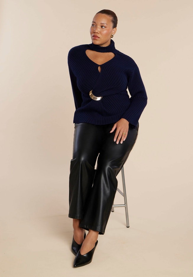 Turtleneck Belted Sweater image number 2