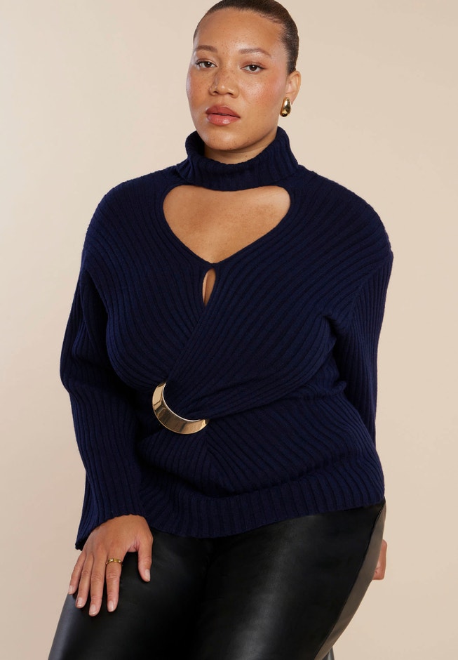 Turtleneck Belted Sweater image number 0