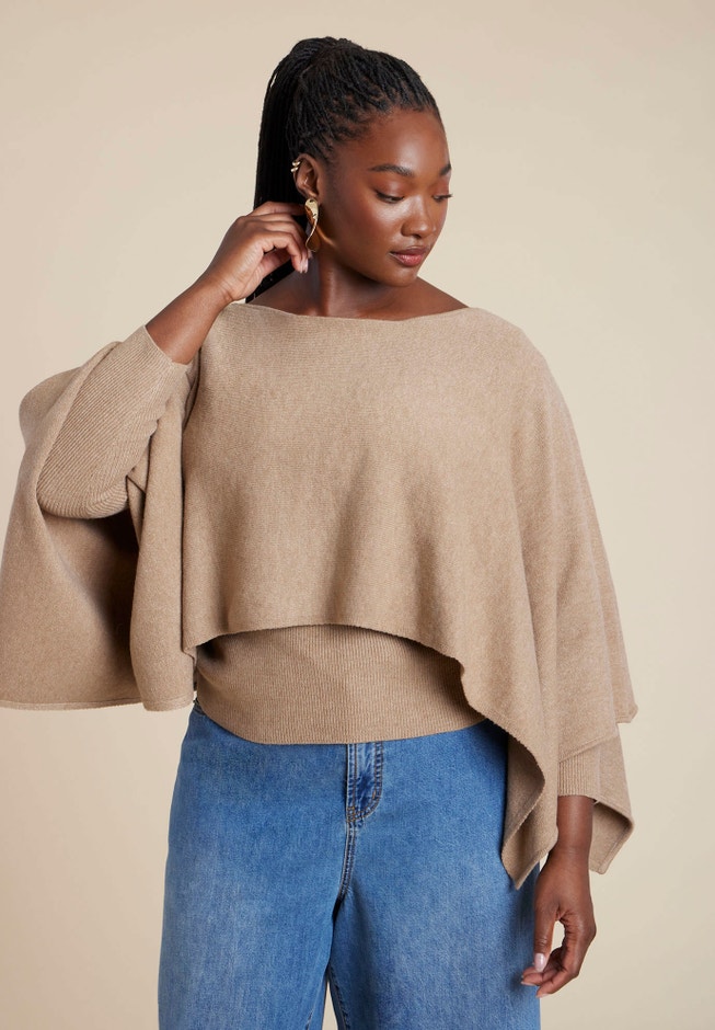 Layered Cape Sweater image number 3